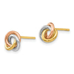 Load image into Gallery viewer, 14K Tri-Color Gold Twisted Knot Post Earrings
