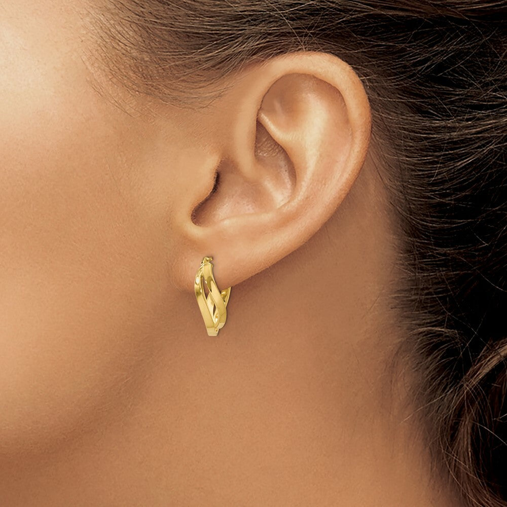 14K Yellow Gold Twisted Hoop Earrings  8mm width