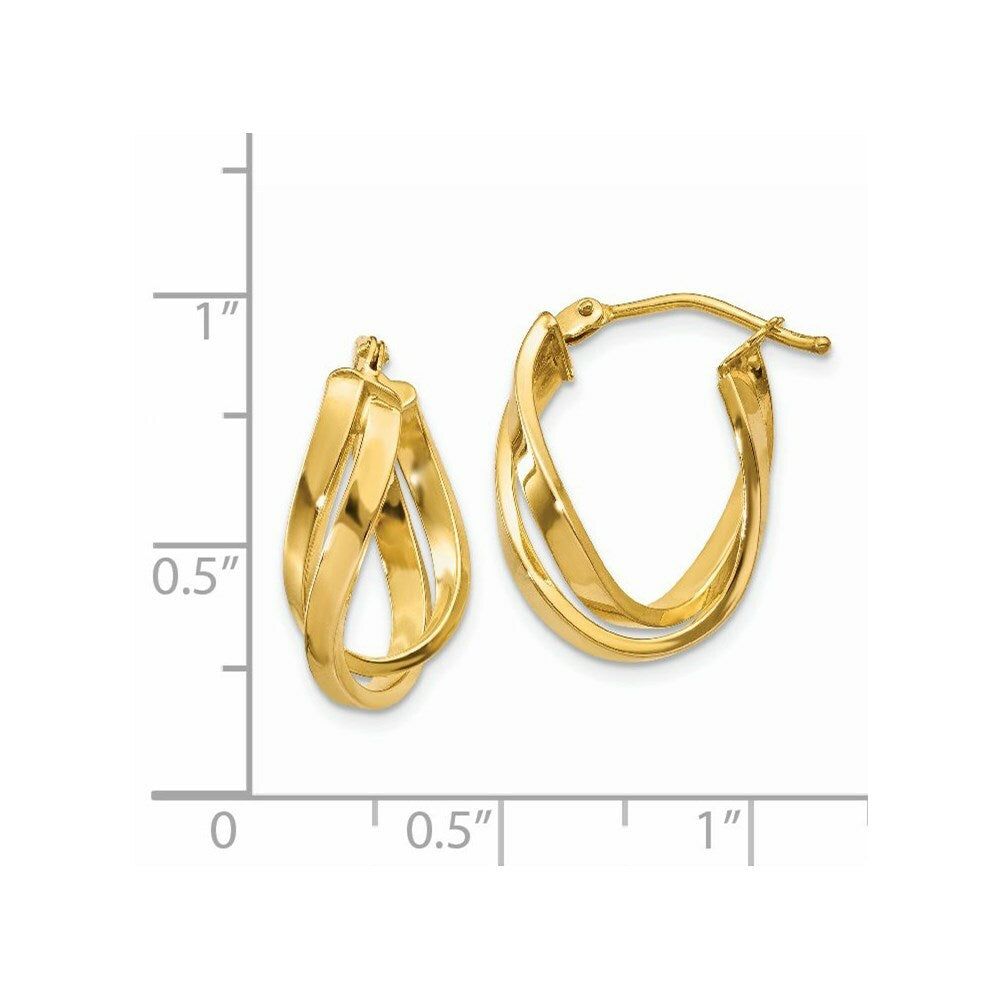 14K Yellow Gold Twisted Hoop Earrings  8mm width