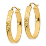 Load image into Gallery viewer, 14K Yellow Gold Satin &amp; Diamond-Cut Oval Hoop Earrings  4mm width

