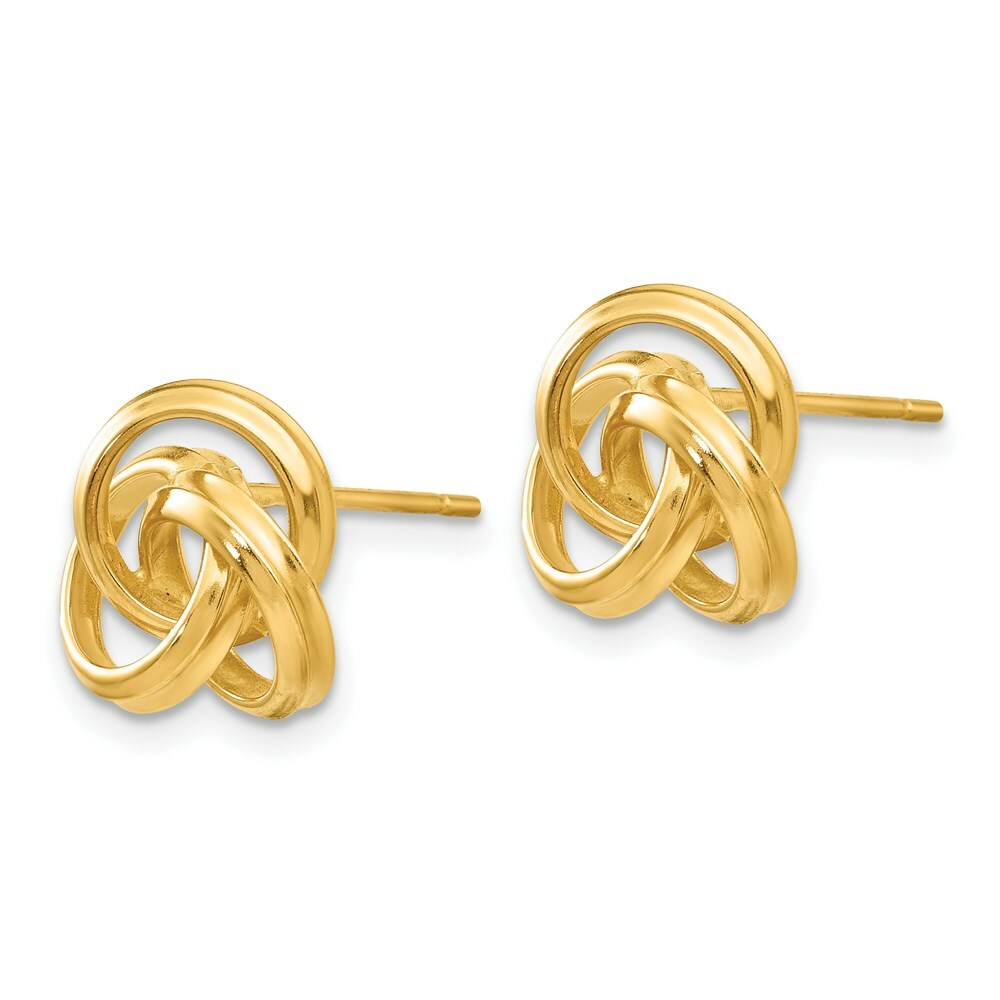 14K Yellow Gold Polished Love Knot Post Earrings 10mm length