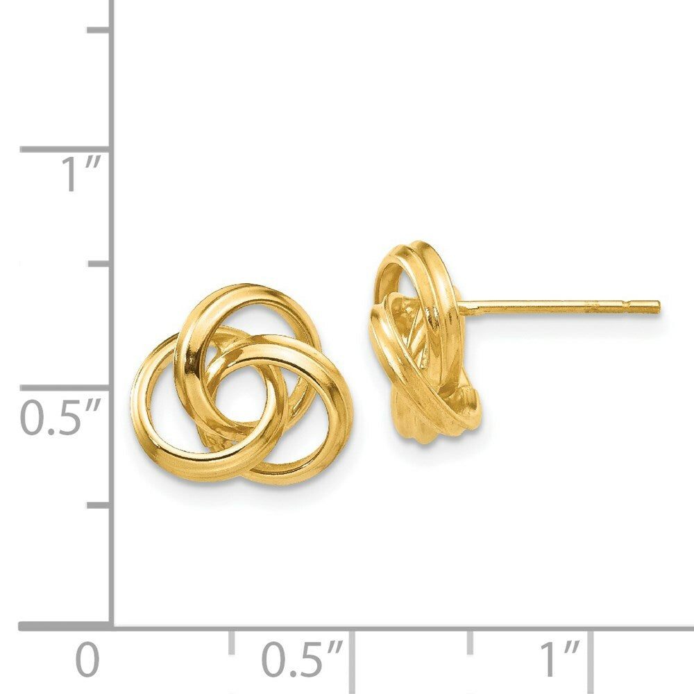 14K Yellow Gold Polished Love Knot Post Earrings 10mm length