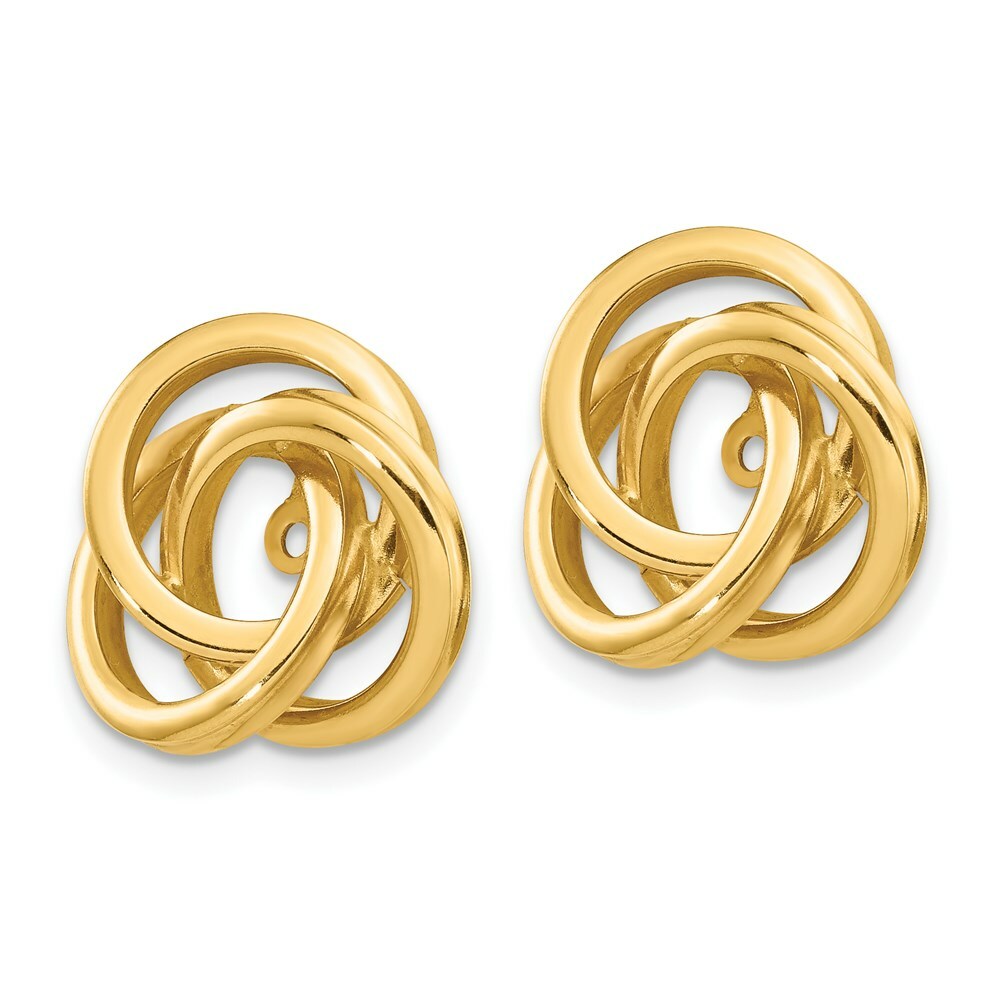 14K Yellow Gold Polished Love Knot Earring Jackets 15mm length