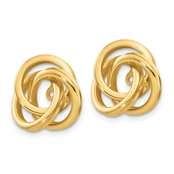 14K Yellow Gold Polished Love Knot Earring Jackets 15mm length