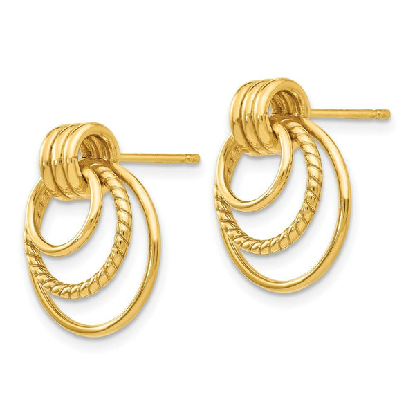 14K Yellow Gold Polished & Twisted Fancy Post Earrings