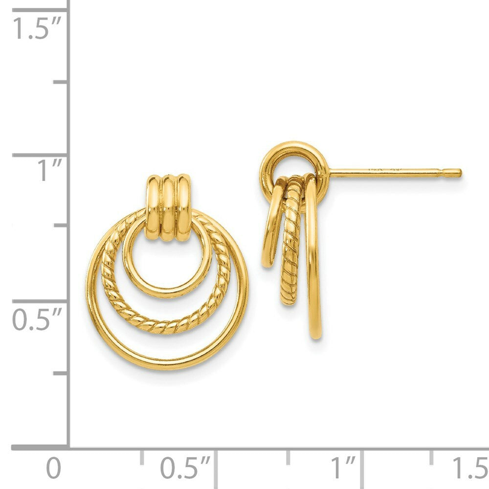 14K Yellow Gold Polished & Twisted Fancy Post Earrings