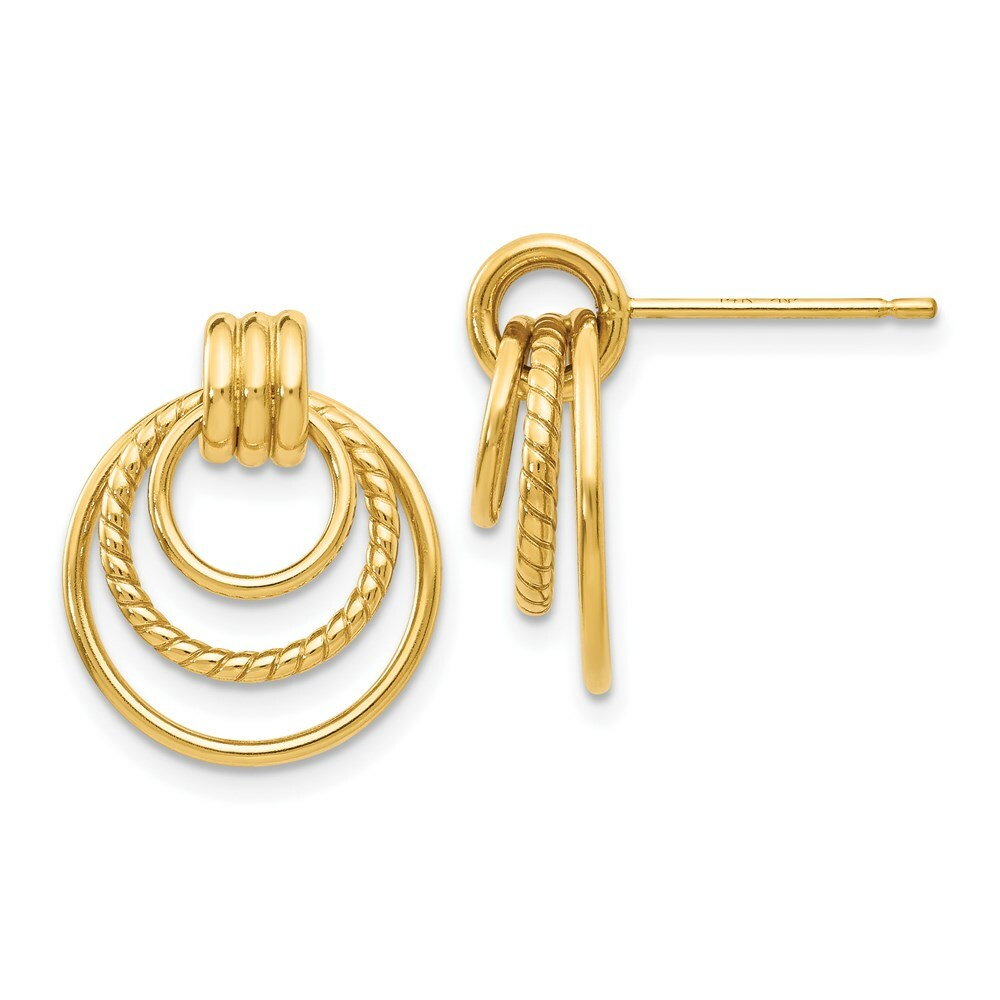 14K Yellow Gold Polished & Twisted Fancy Post Earrings