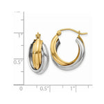 Load image into Gallery viewer, 14K Two-tone Gold Polished Double Hoop Earrings  8mm width
