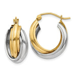 Load image into Gallery viewer, 14K Two-tone Gold Polished Double Hoop Earrings  8mm width
