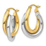 Load image into Gallery viewer, 14K Two-tone Gold Polished Double Tube Hoop Earrings  7mm width
