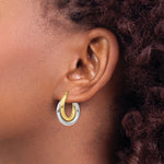 Load image into Gallery viewer, 14K Two-tone Gold Polished Double Tube Hoop Earrings  7mm width
