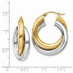 Load image into Gallery viewer, 14K Two-tone Gold Polished Double Tube Hoop Earrings  8mm width
