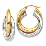Load image into Gallery viewer, 14K Two-tone Gold Polished Double Tube Hoop Earrings  8mm width
