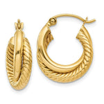 Load image into Gallery viewer, 14K Yellow Gold Polished &amp; Twisted Double Hoop Earrings  5mm width
