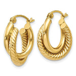 Load image into Gallery viewer, 14K Yellow Gold Polished &amp; Twisted Double Hoop Earrings  5mm width
