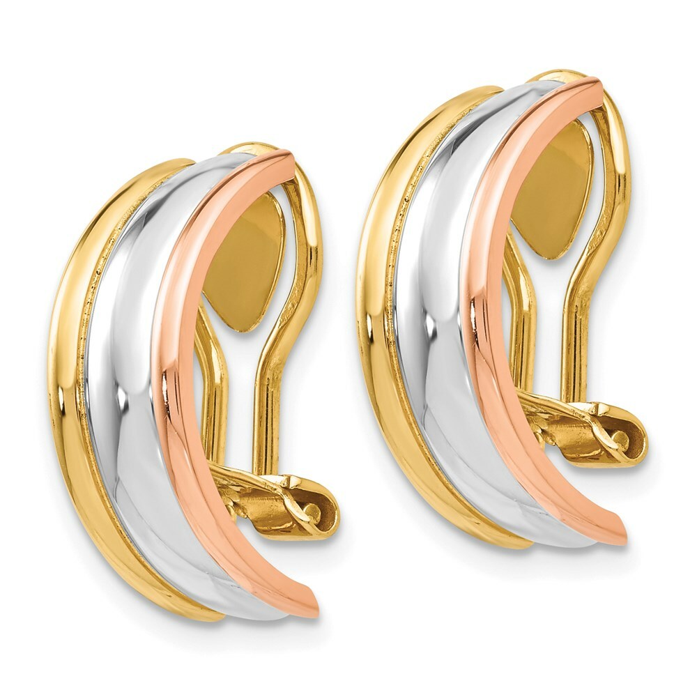 14K Yellow Gold Tri-color Gold Non-Pierced Clip Earrings