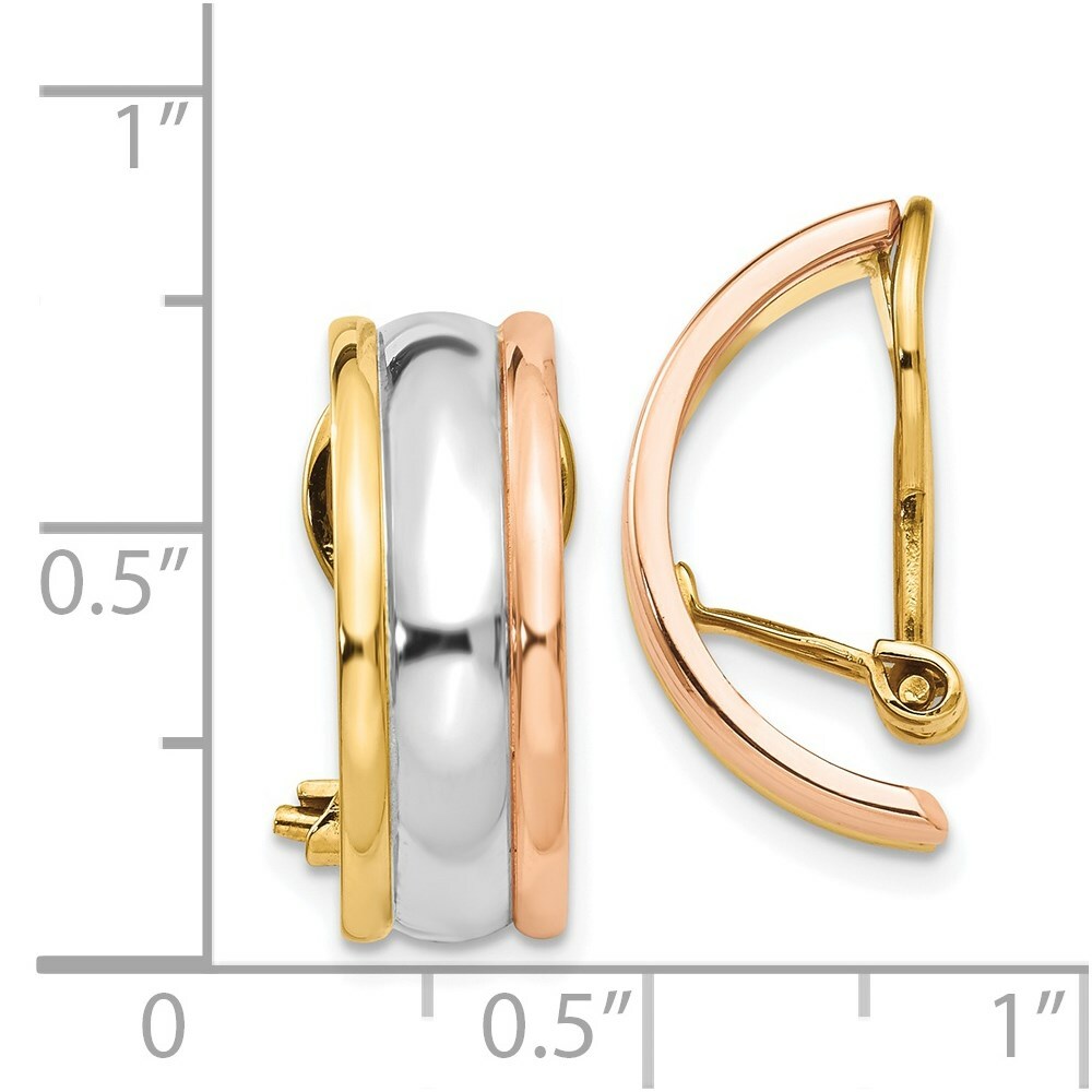 14K Yellow Gold Tri-color Gold Non-Pierced Clip Earrings